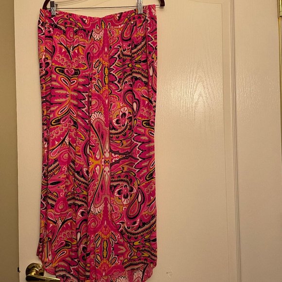 Est. 1946 Pants - PALAZZO PANTS VERY WIDE LEG  - 14W/16W - PINK PAISLEY GAUZE LIKE EUC